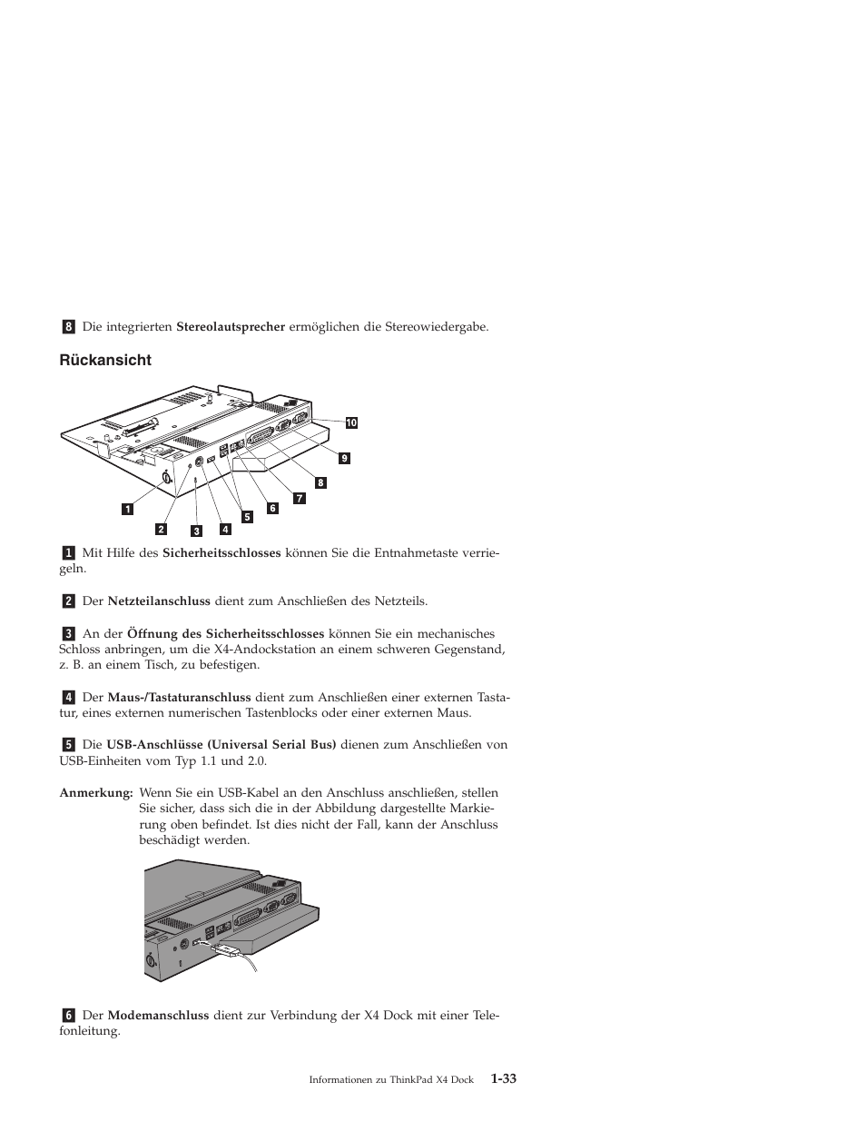 Rückansicht | IBM THINKPAD X4 User Manual | Page 43 / 164