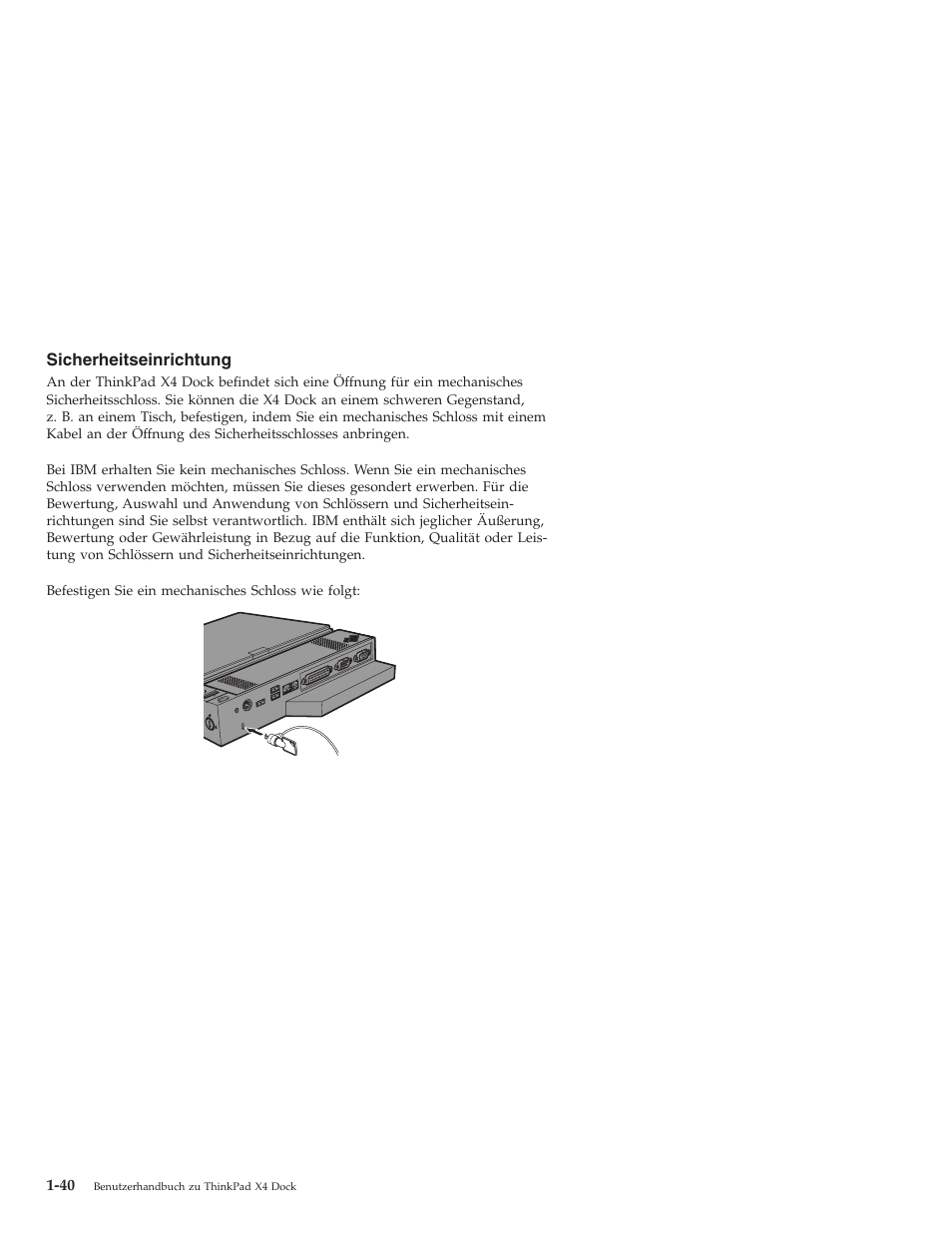 Sicherheitseinrichtung | IBM THINKPAD X4 User Manual | Page 50 / 164