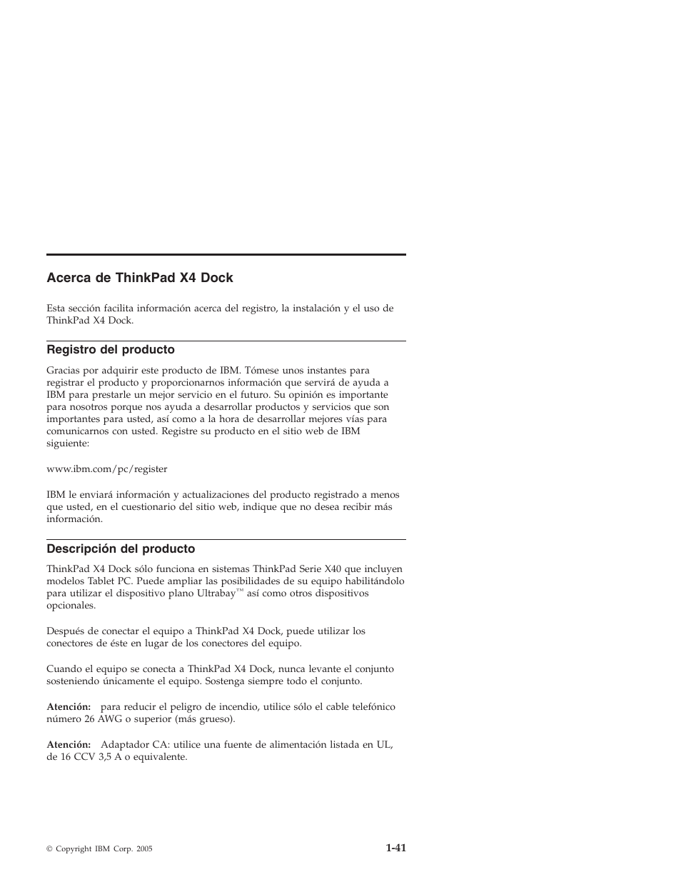 Acerca, Thinkpad, Dock | IBM THINKPAD X4 User Manual | Page 51 / 164
