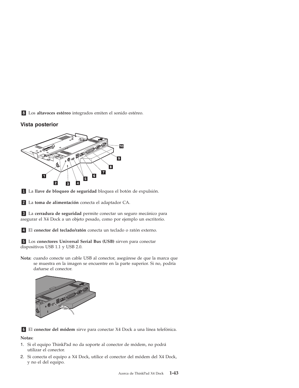 Vista, Posterior | IBM THINKPAD X4 User Manual | Page 53 / 164