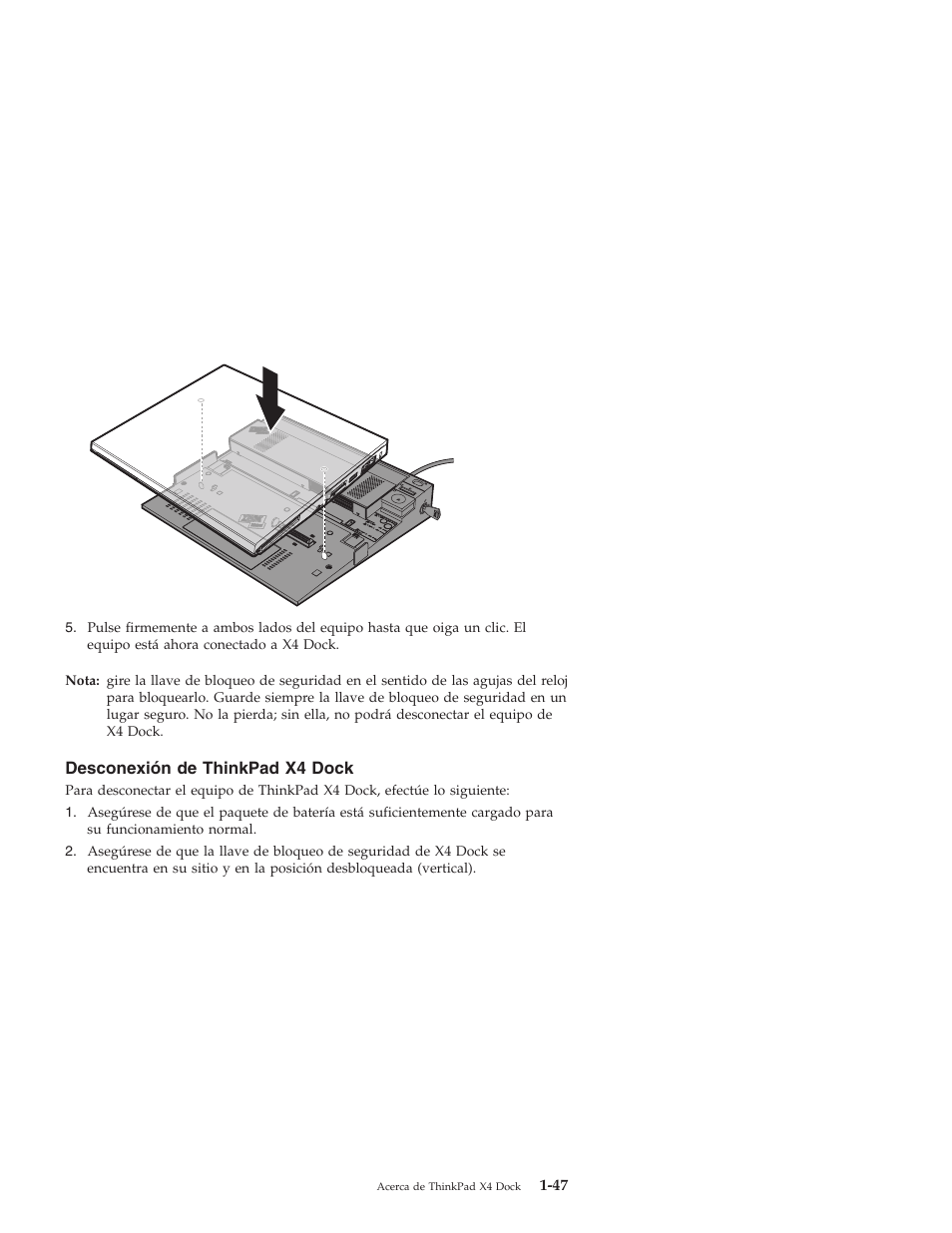 Desconexión, Thinkpad, Dock | IBM THINKPAD X4 User Manual | Page 57 / 164