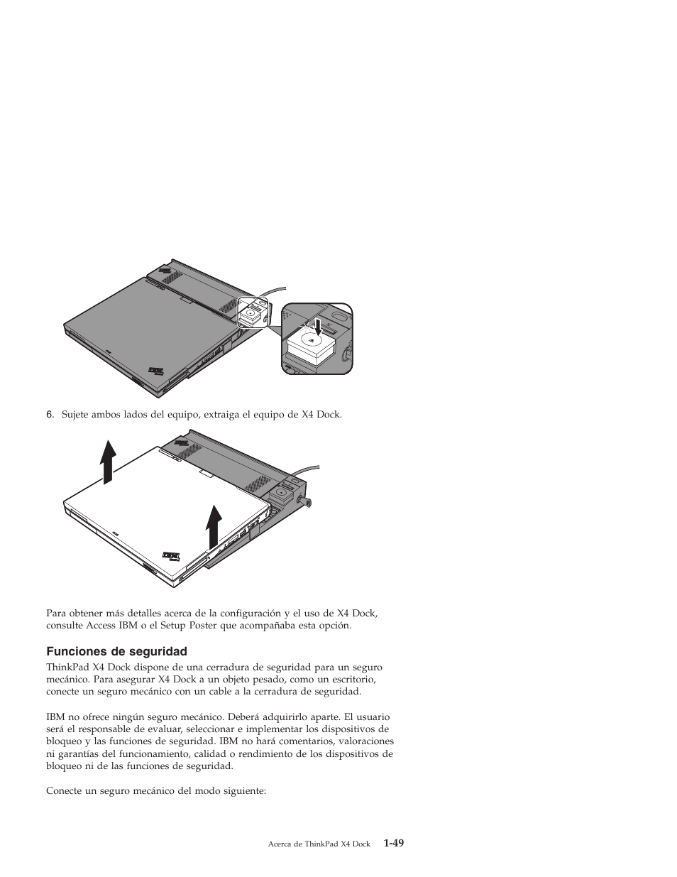 Funciones, Seguridad | IBM THINKPAD X4 User Manual | Page 59 / 164