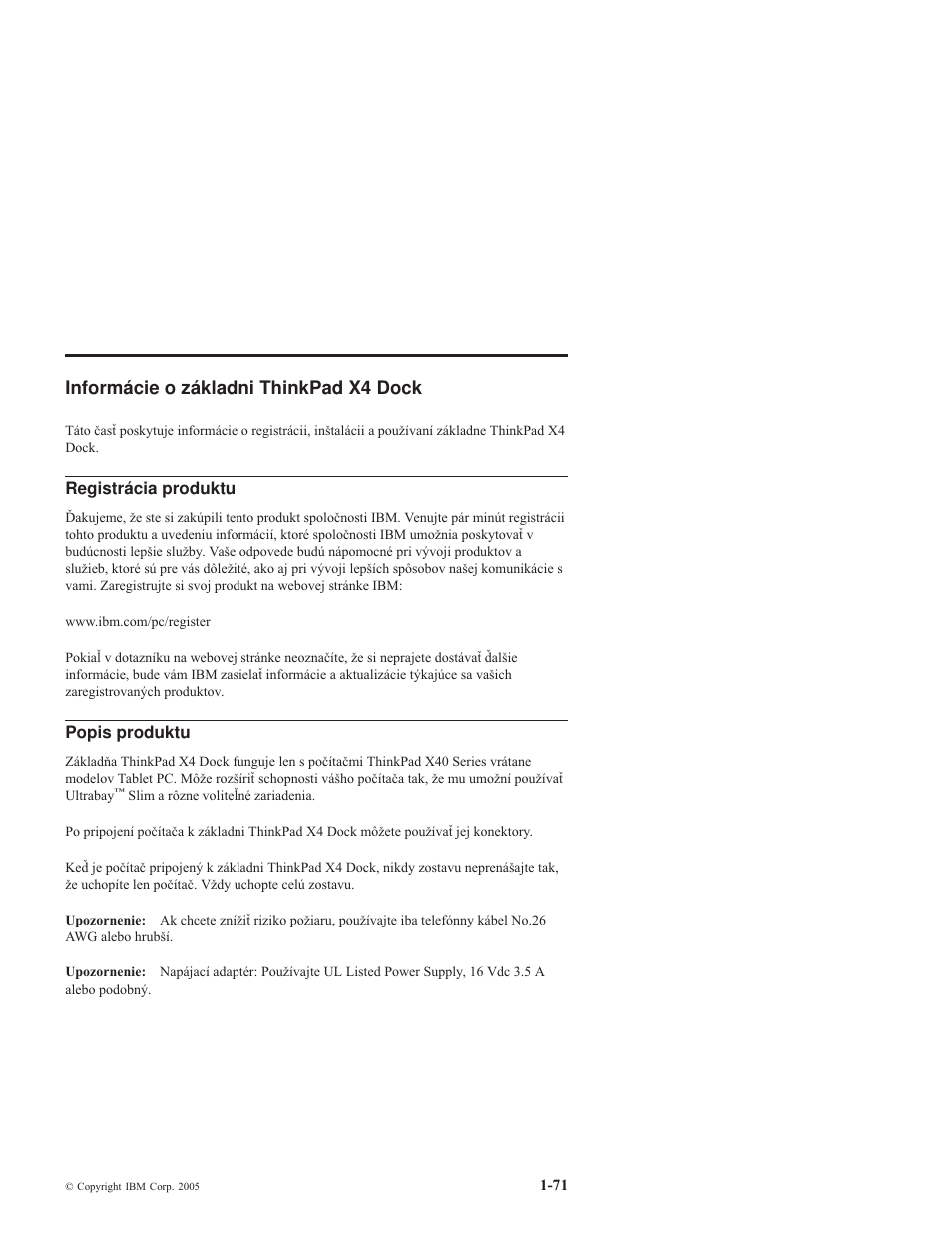 Informácie, Základni, Thinkpad | Dock | IBM THINKPAD X4 User Manual | Page 81 / 164