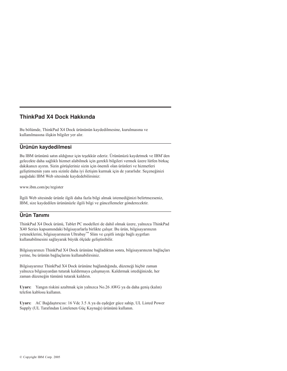 Thinkpad, Dock, Hakkında | Ürünün, Kaydedilmesi, Ürün, Tanımı | IBM THINKPAD X4 User Manual | Page 91 / 164