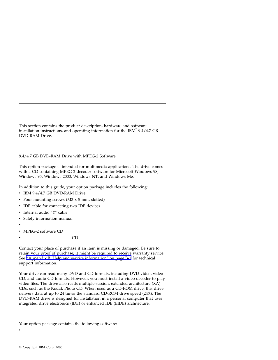 Installation and user’s guide, Product description, Software description | IBM Options 09N4153 User Manual | Page 9 / 26