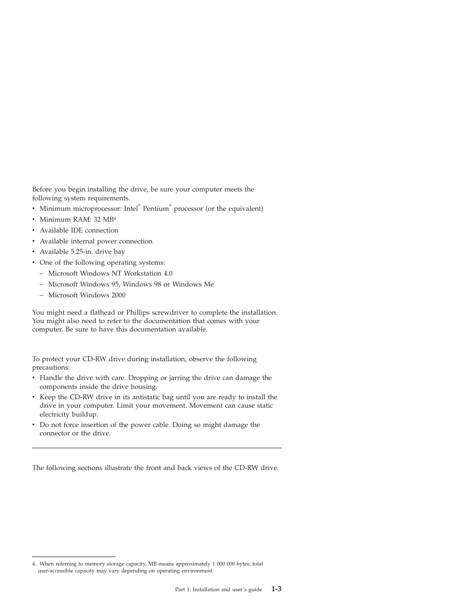 Product views, System requirements, Handling instructions | IBM OBI34MST 10K3786 User Manual | Page 11 / 164