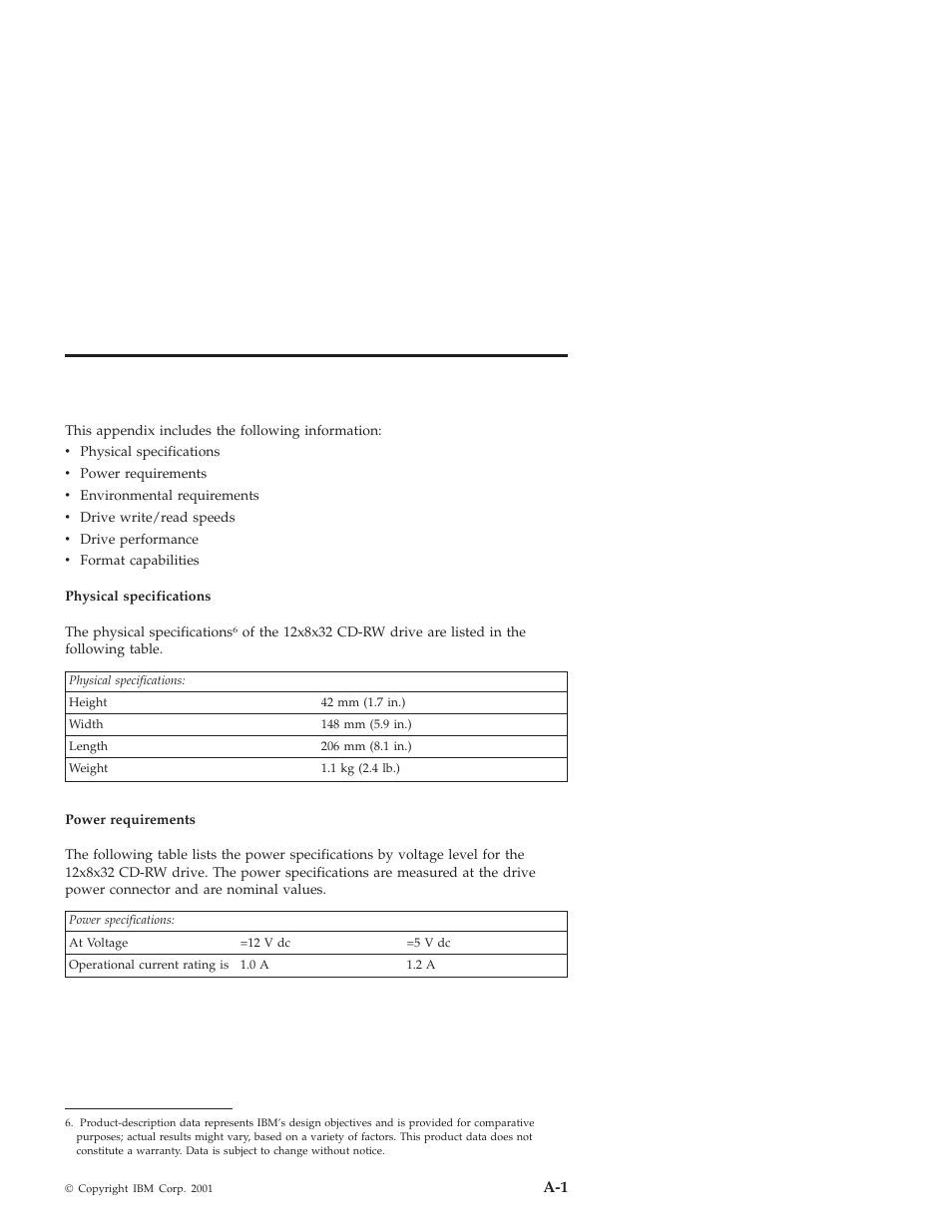 Appendix a. product specifications | IBM OBI34MST 10K3786 User Manual | Page 131 / 164