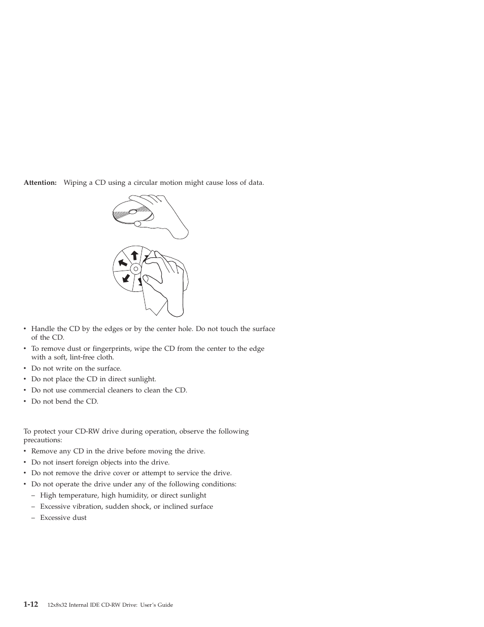 Caring for the cd-rw drive | IBM OBI34MST 10K3786 User Manual | Page 20 / 164