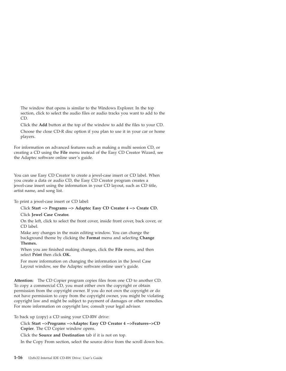 Making a jewel-case insert | IBM OBI34MST 10K3786 User Manual | Page 24 / 164