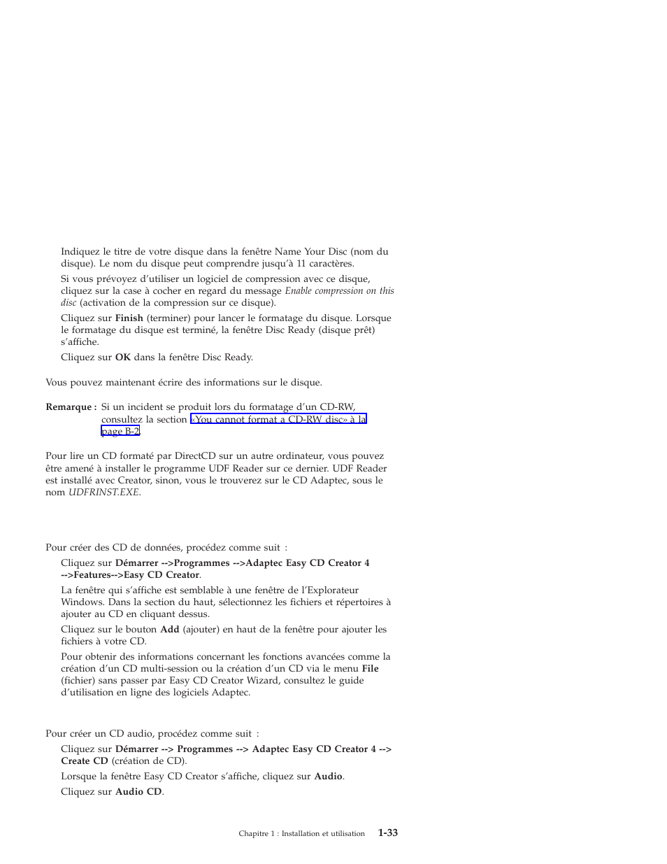 Création de cd audio | IBM OBI34MST 10K3786 User Manual | Page 41 / 164