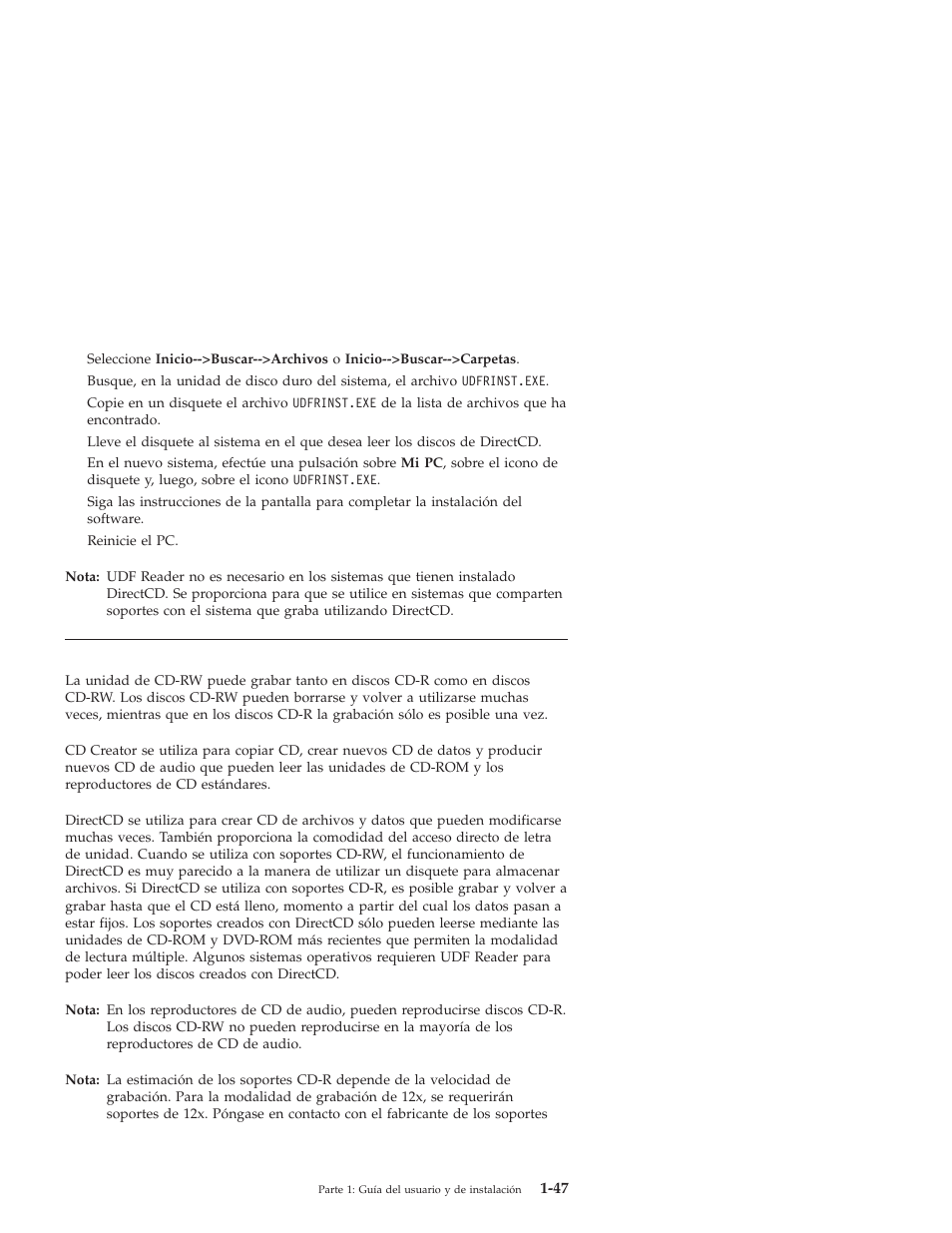 Utilización de discos cd-r y cd-rw | IBM OBI34MST 10K3786 User Manual | Page 55 / 164