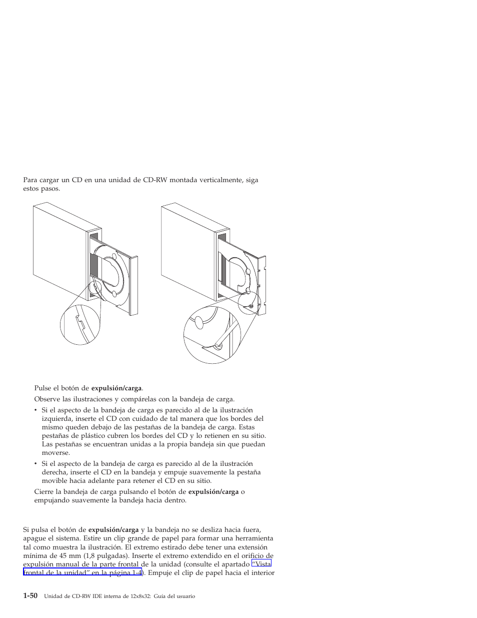 Expulsión manual de un cd | IBM OBI34MST 10K3786 User Manual | Page 58 / 164