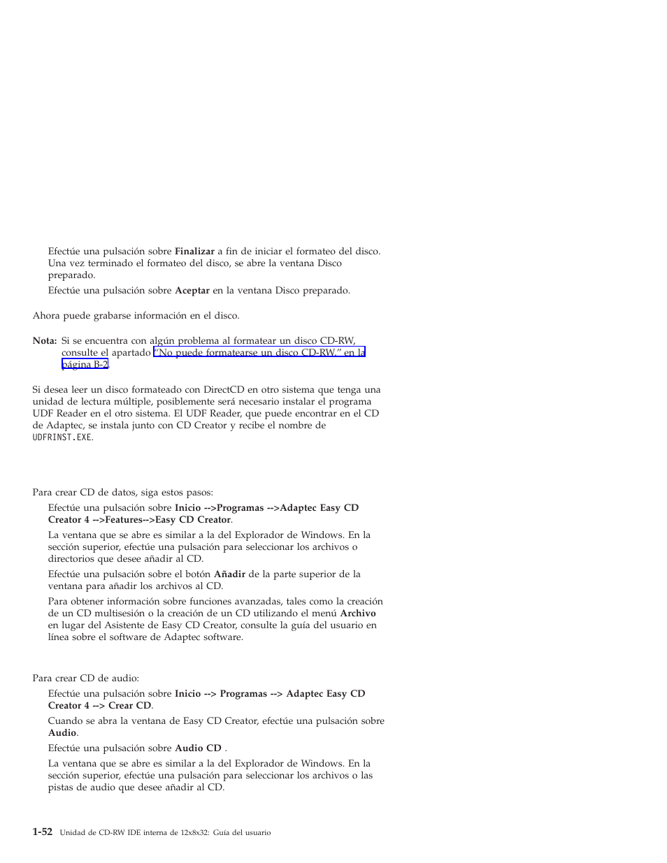 Creación de los cd de audio | IBM OBI34MST 10K3786 User Manual | Page 60 / 164