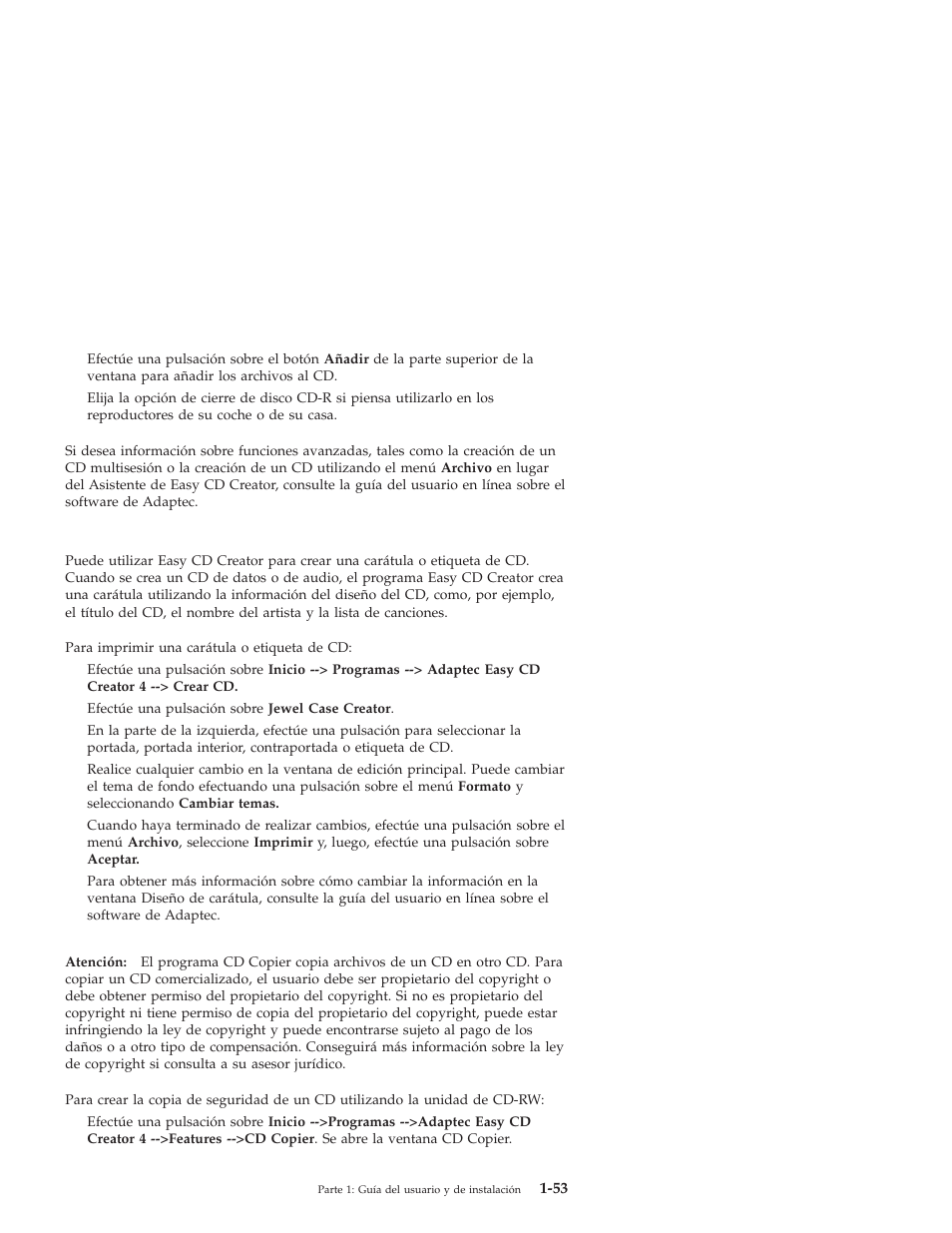 Creación de una carátula | IBM OBI34MST 10K3786 User Manual | Page 61 / 164