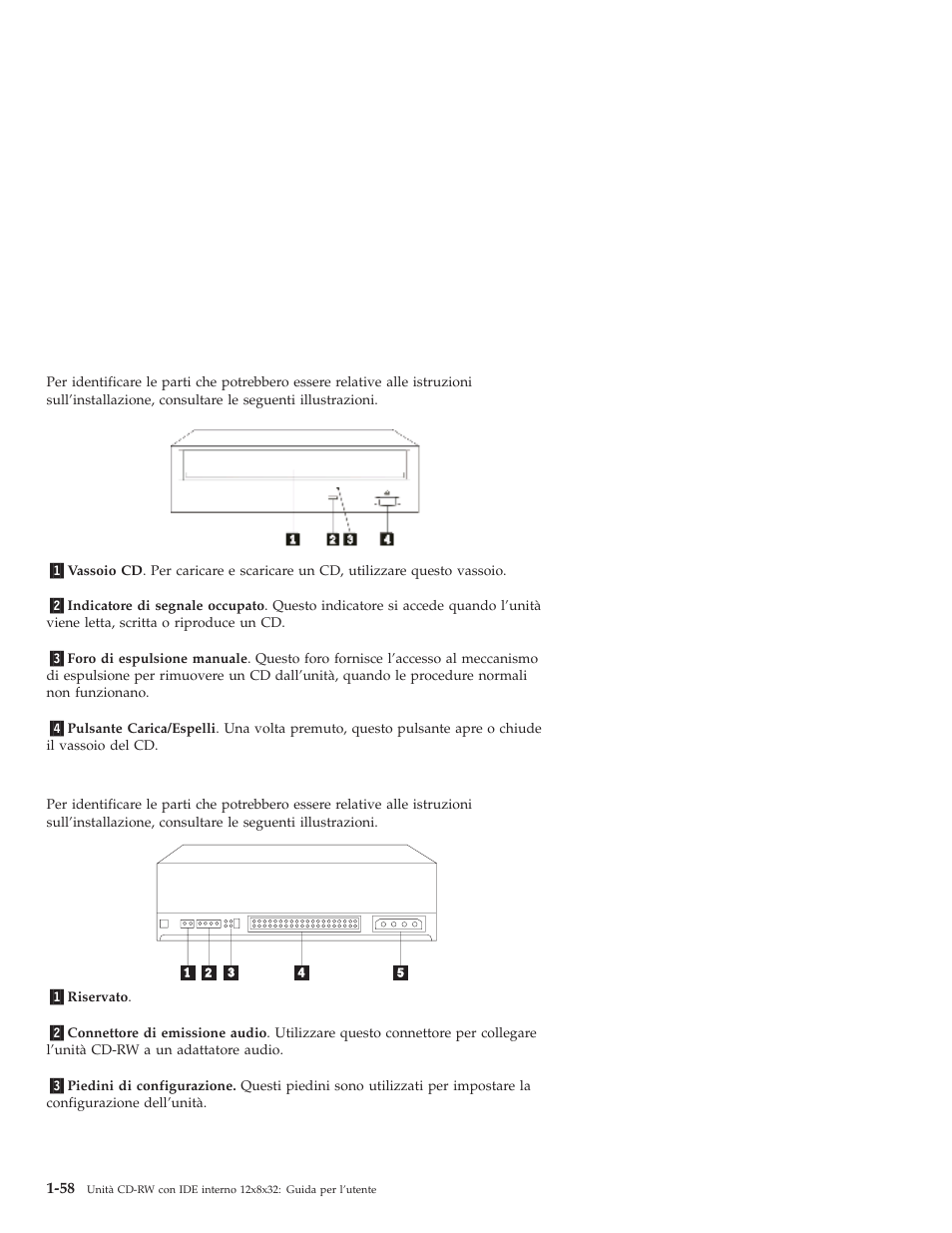 Vista anteriore dell’unità, Vista posteriore dell’unità | IBM OBI34MST 10K3786 User Manual | Page 66 / 164