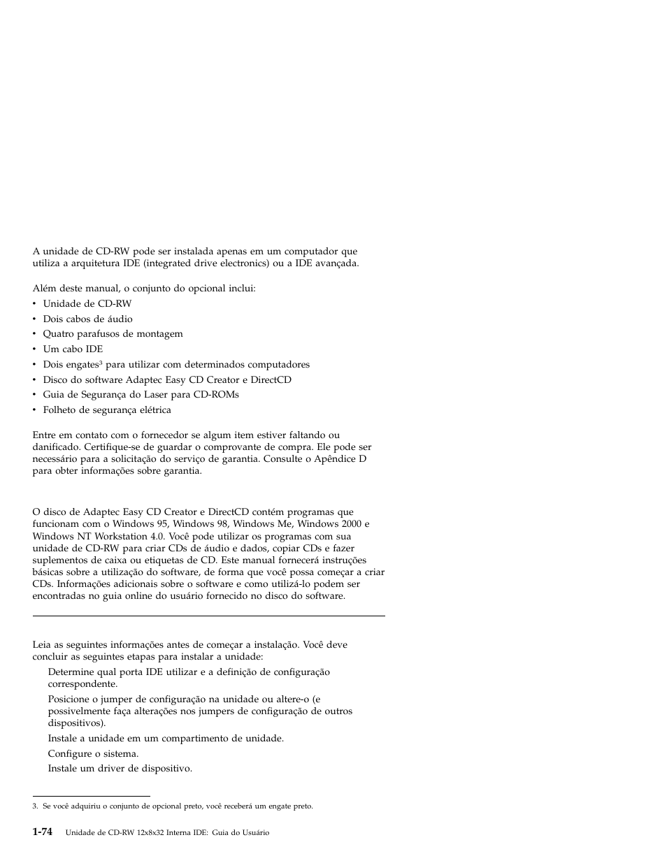 Descrição do software, Antes de começar | IBM OBI34MST 10K3786 User Manual | Page 82 / 164
