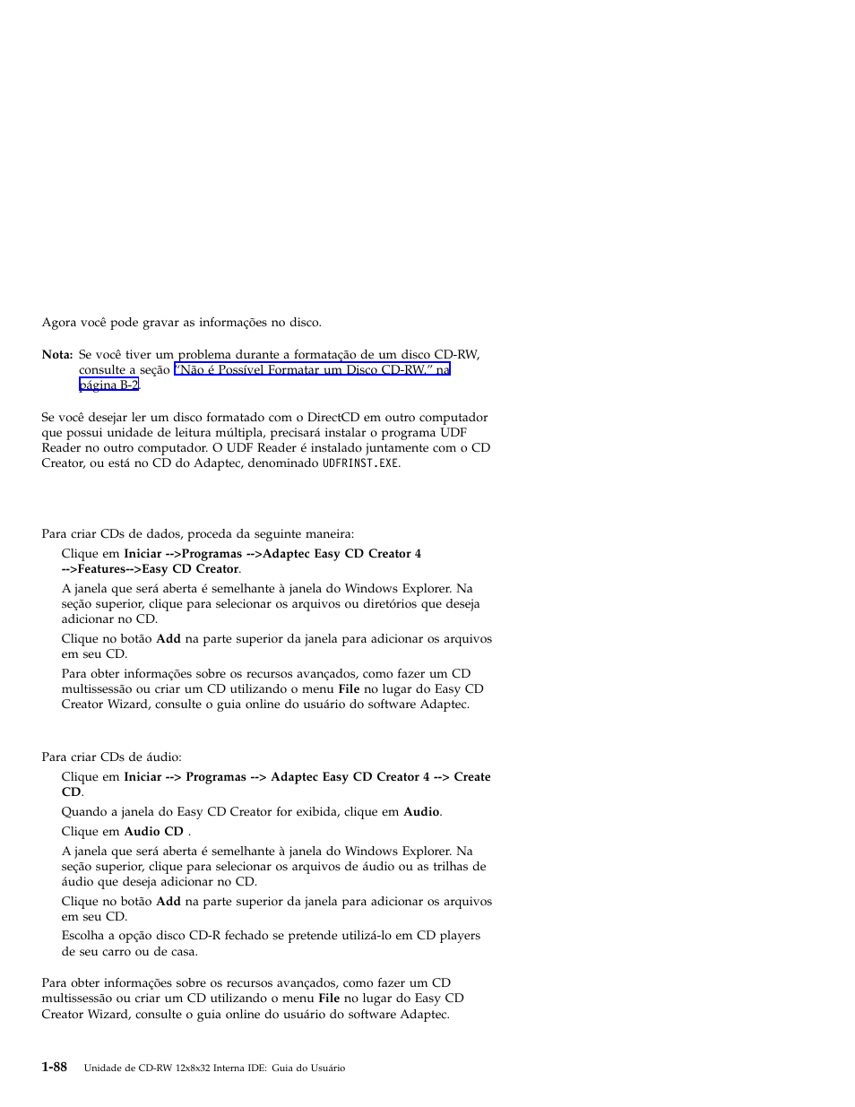 Criando cds de áudio | IBM OBI34MST 10K3786 User Manual | Page 96 / 164