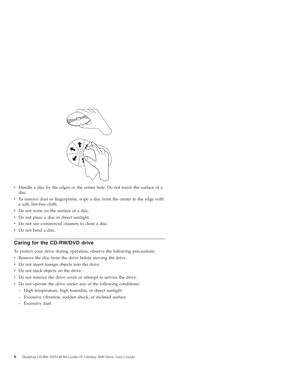 Caring for the cd-rw/dvd drive | IBM ThinkPad 22P7007 User Manual | Page 14 / 42