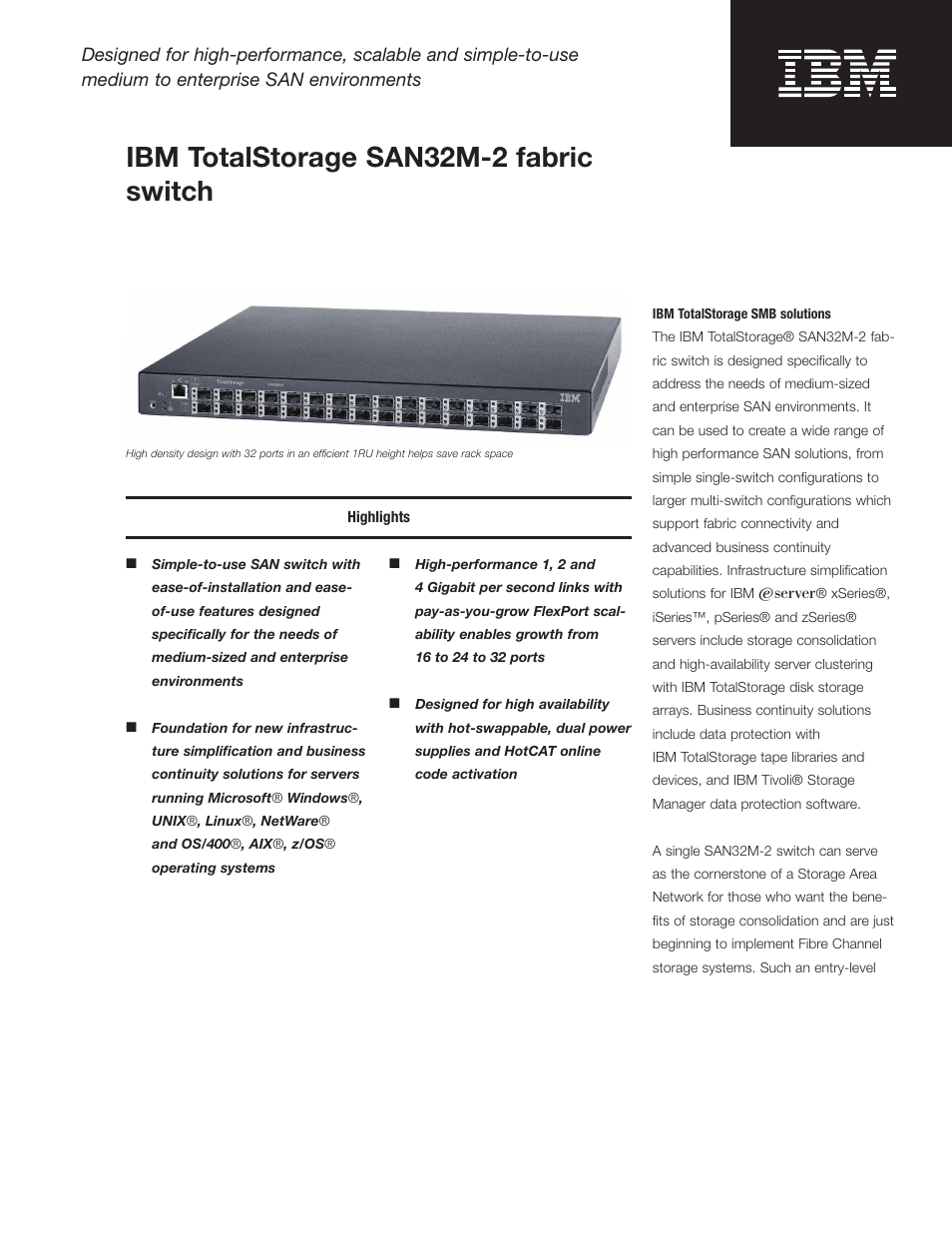 IBM SAN32M-2 User Manual | 8 pages
