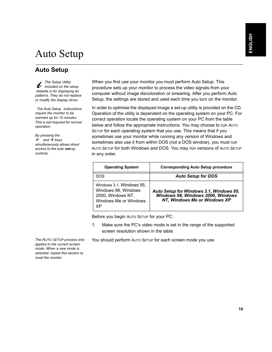 Auto setup | IBM T541A User Manual | Page 12 / 44