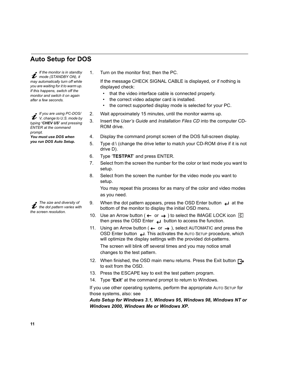 Auto setup for dos | IBM T541A User Manual | Page 13 / 44