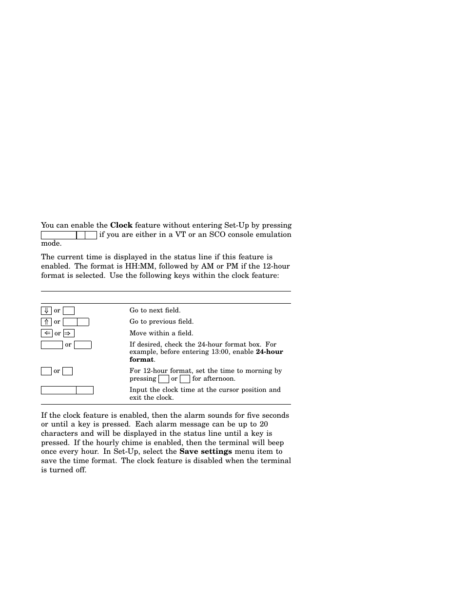 1 clock feature | IBM Asynchronous Color Terminals WS525 User Manual | Page 24 / 44