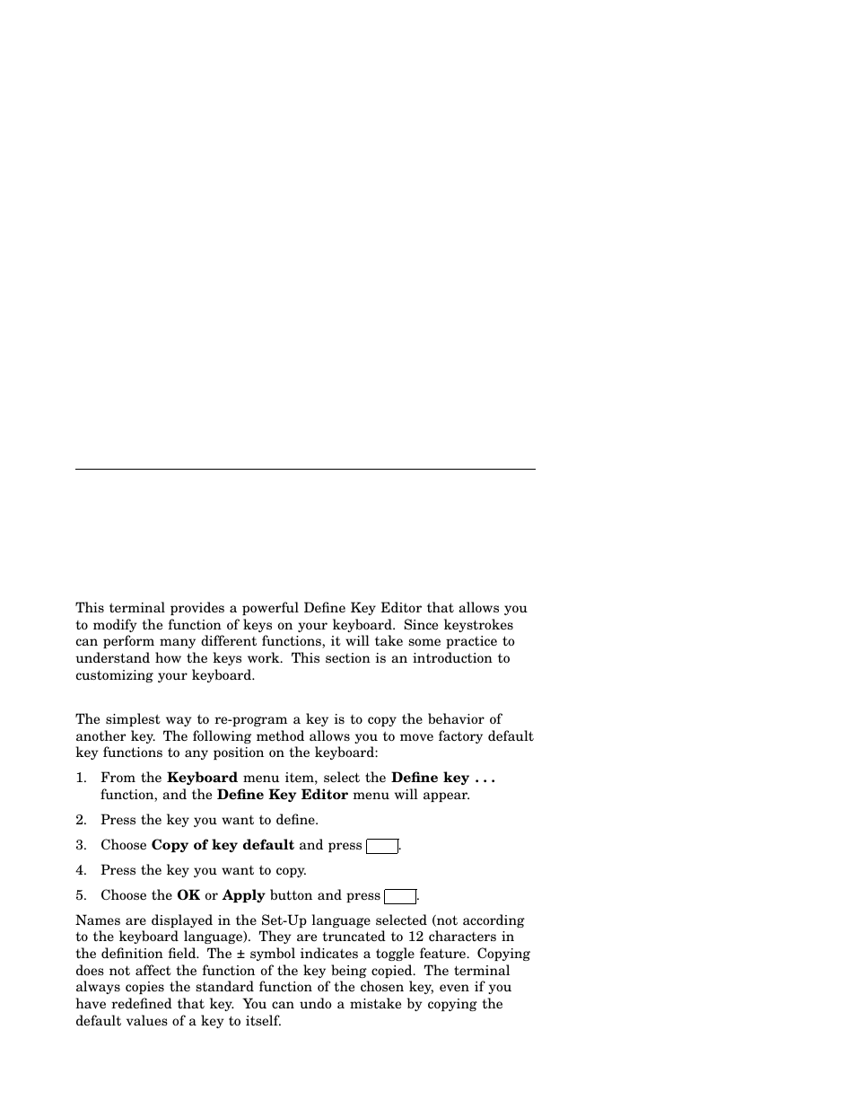 Defining keys, 1 define key editor | IBM Asynchronous Color Terminals WS525 User Manual | Page 29 / 44