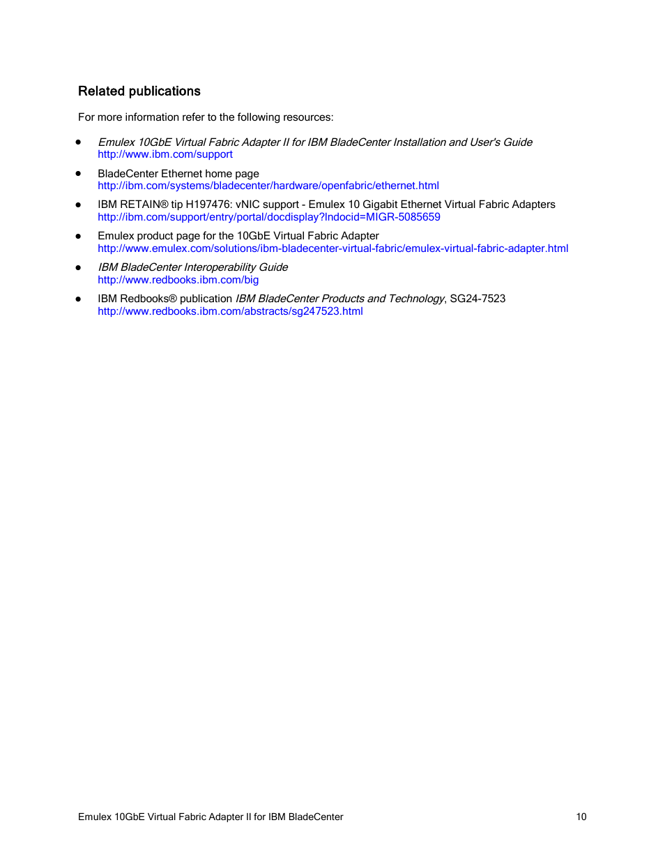 Related publications | IBM 10GBE User Manual | Page 10 / 12