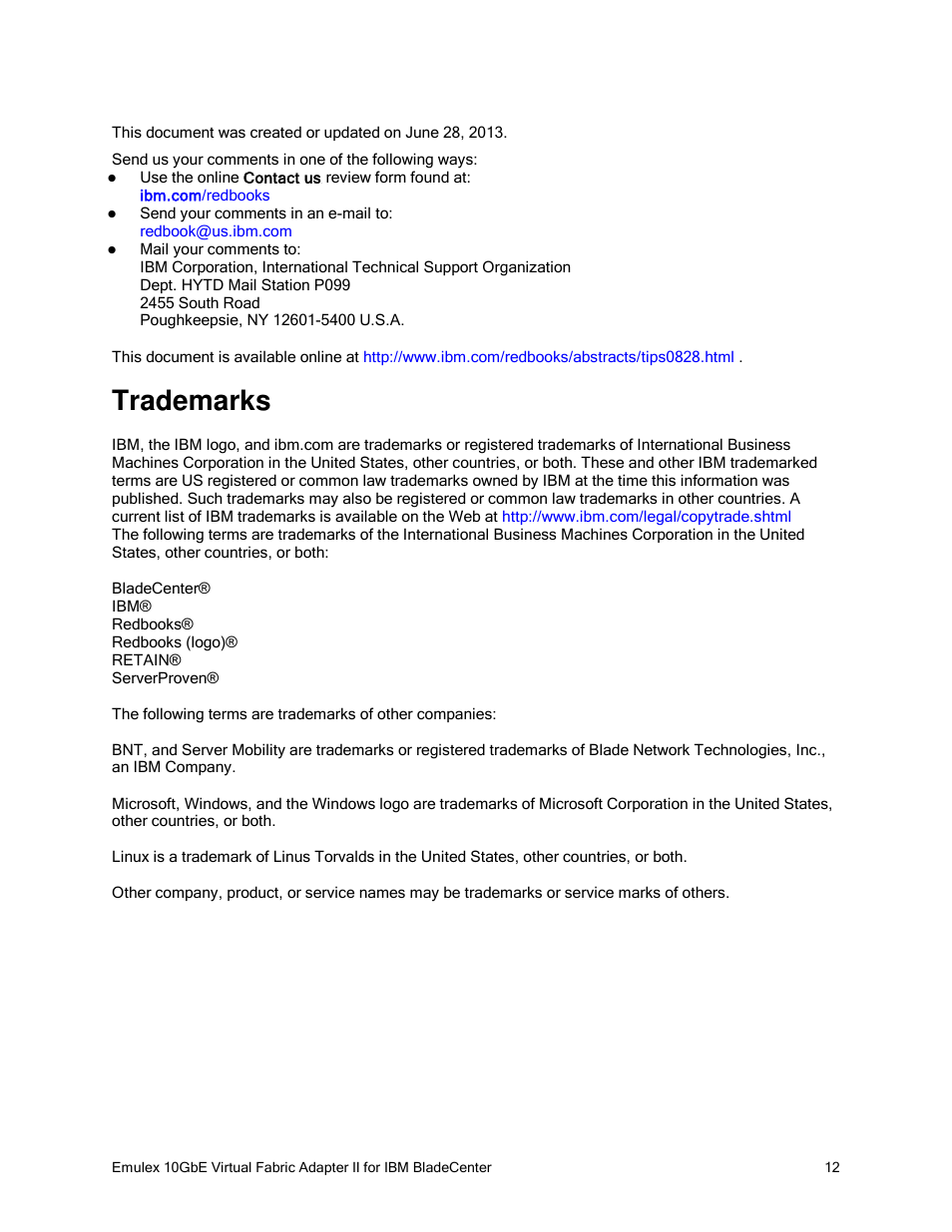Trademarks | IBM 10GBE User Manual | Page 12 / 12