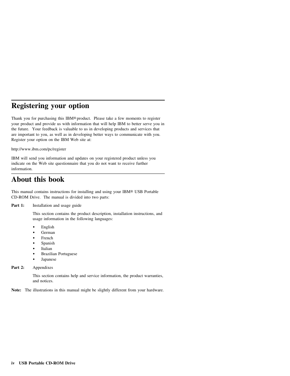 Registering your option, About this book | IBM 19K4206PT1 User Manual | Page 4 / 10