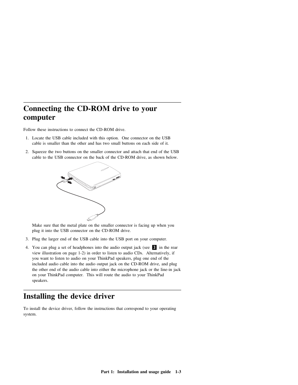 Connecting the cd-rom drive to your computer, Installing the device driver | IBM 19K4206PT1 User Manual | Page 7 / 10