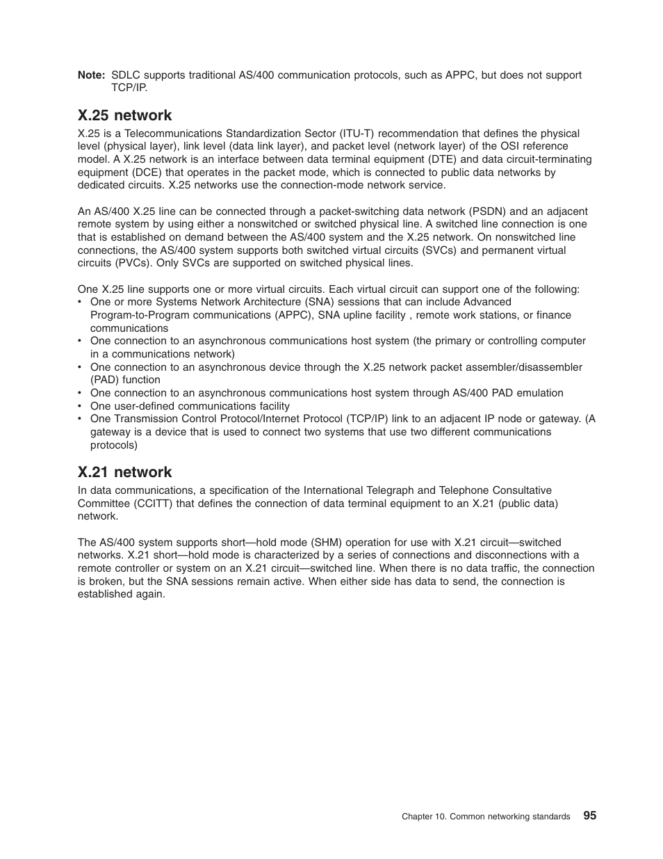 X.25 network, X.21 network, X.25 network x.21 network | IBM AS/400 User Manual | Page 101 / 104