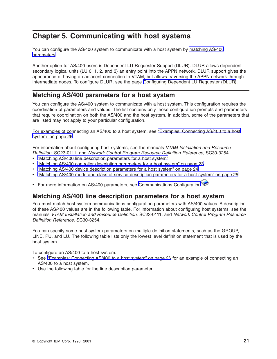 Chapter 5. communicating with host systems, Matching as/400 parameters for a host system, Communicating with host systems | IBM AS/400 User Manual | Page 27 / 104