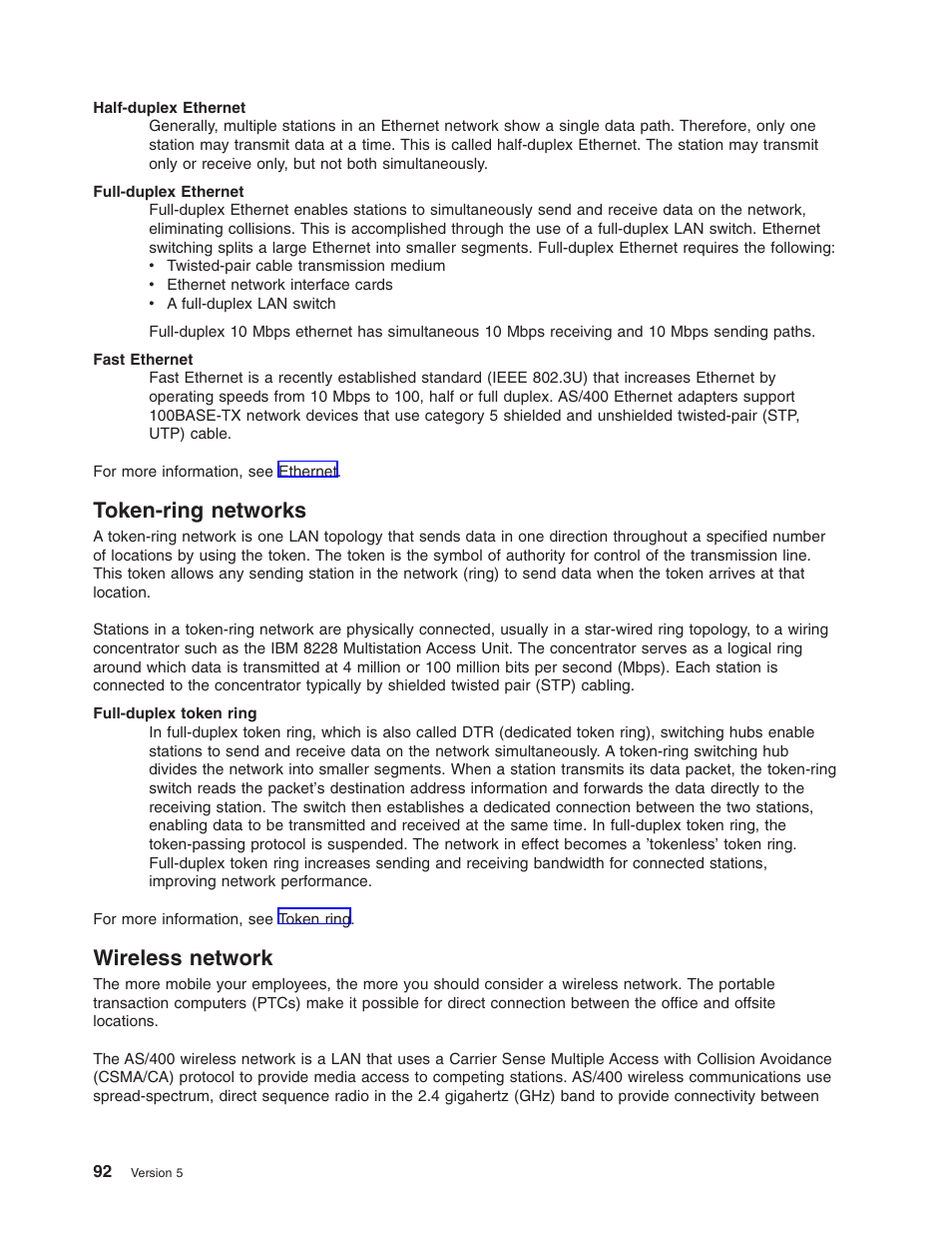 Token-ring networks, Wireless network, Token-ring | Wireless networks | IBM AS/400 User Manual | Page 98 / 104