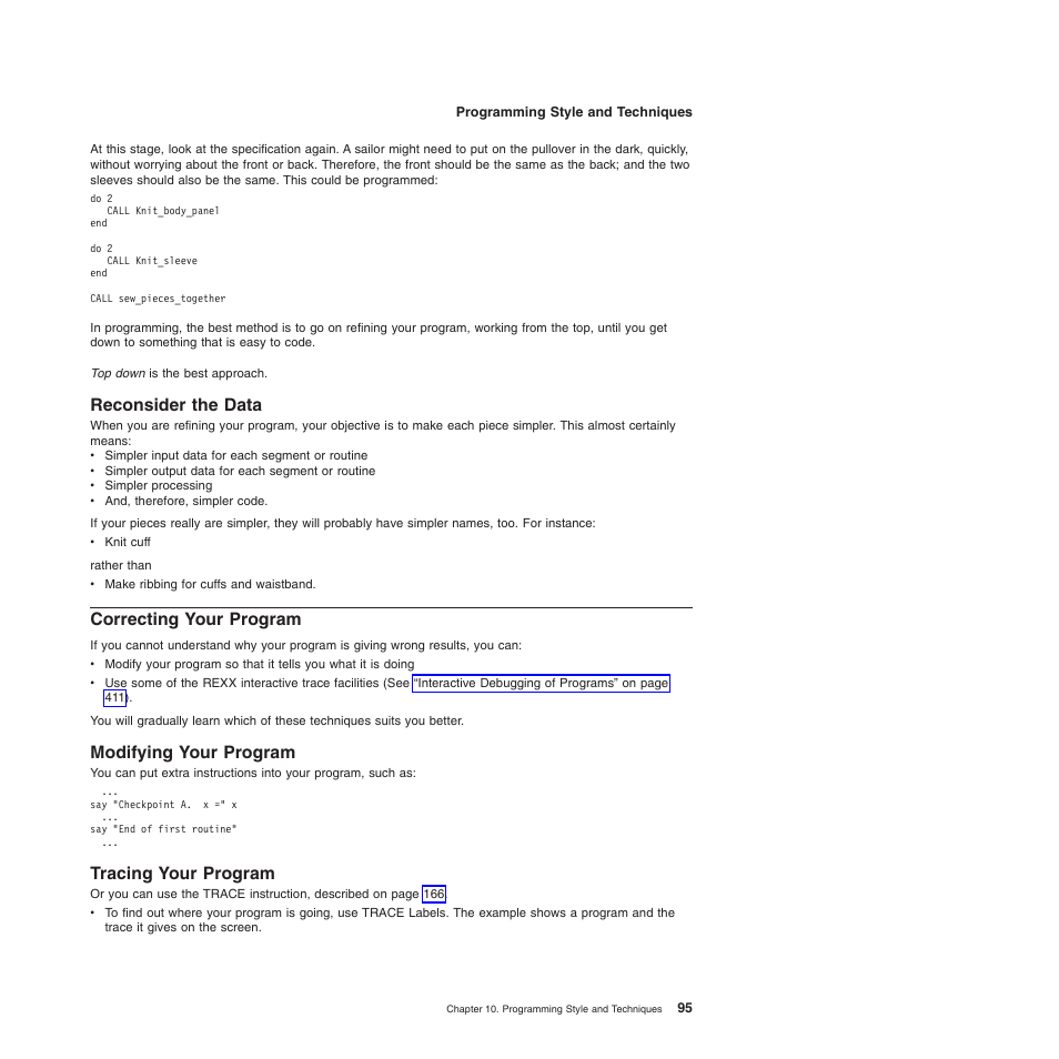 Reconsider the data, Correcting your program, Modifying your program | Tracing your program, Modifying your program tracing your program | IBM SC34-5764-01 User Manual | Page 117 / 481