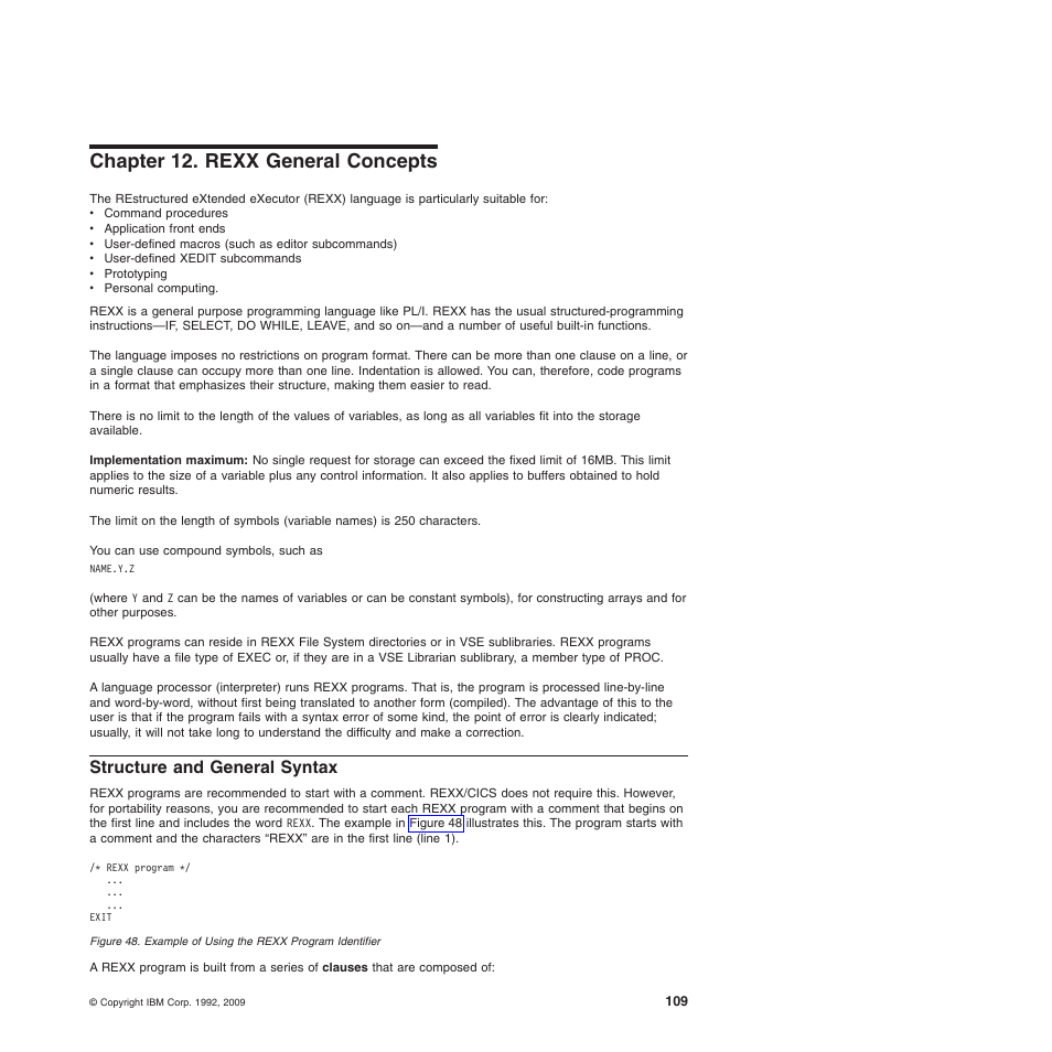 Chapter 12. rexx general concepts, Structure and general syntax, Chapter 12, “rexx general concepts | IBM SC34-5764-01 User Manual | Page 131 / 481