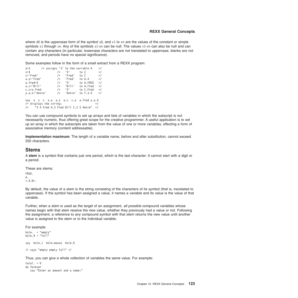 Stems | IBM SC34-5764-01 User Manual | Page 145 / 481