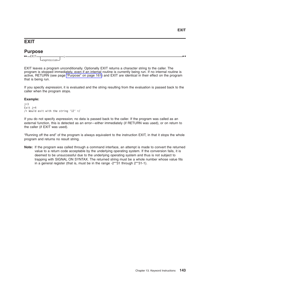 Exit, Exit purpose | IBM SC34-5764-01 User Manual | Page 165 / 481