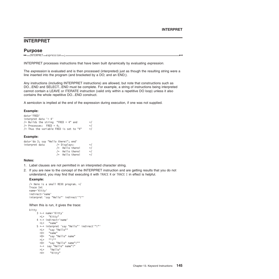 Interpret, Interpret purpose | IBM SC34-5764-01 User Manual | Page 167 / 481