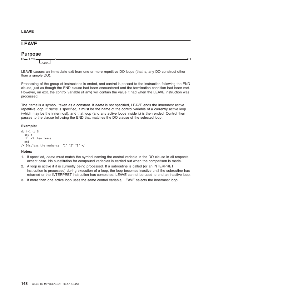 Leave, Leave purpose | IBM SC34-5764-01 User Manual | Page 170 / 481