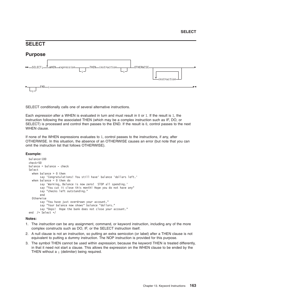 Select, Select purpose | IBM SC34-5764-01 User Manual | Page 185 / 481