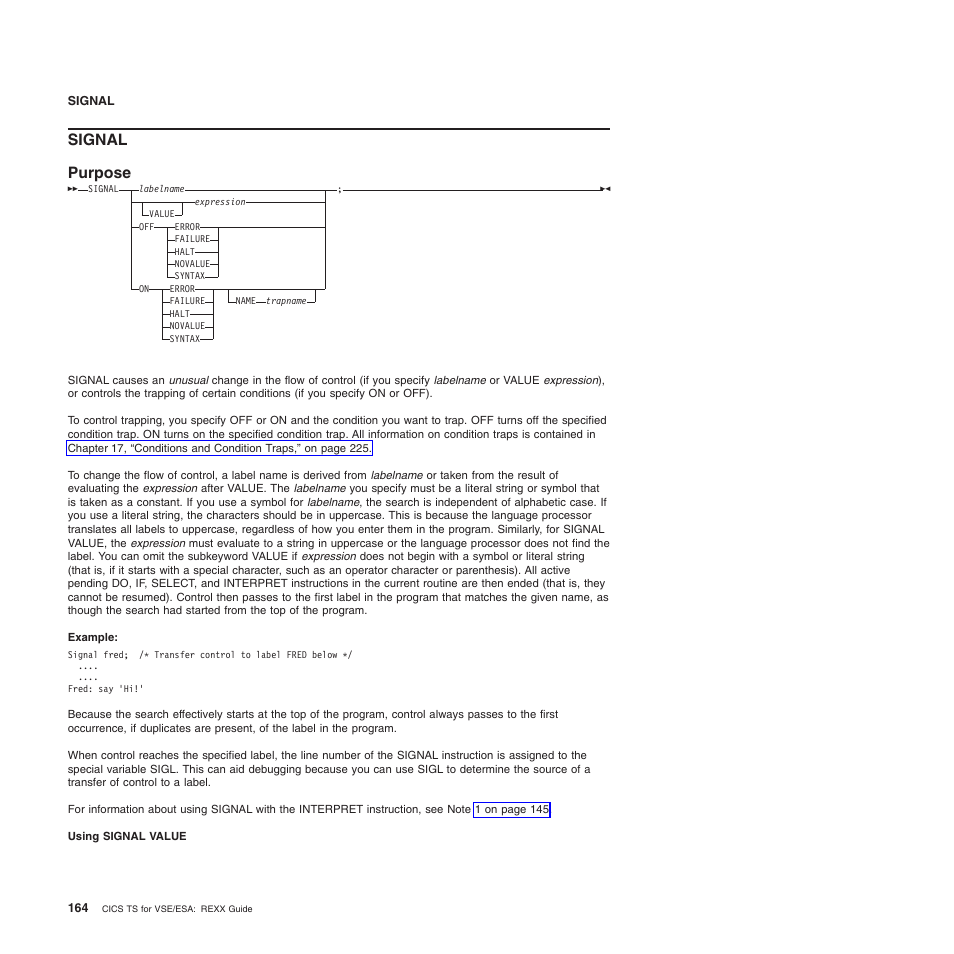 Signal, Signal purpose | IBM SC34-5764-01 User Manual | Page 186 / 481