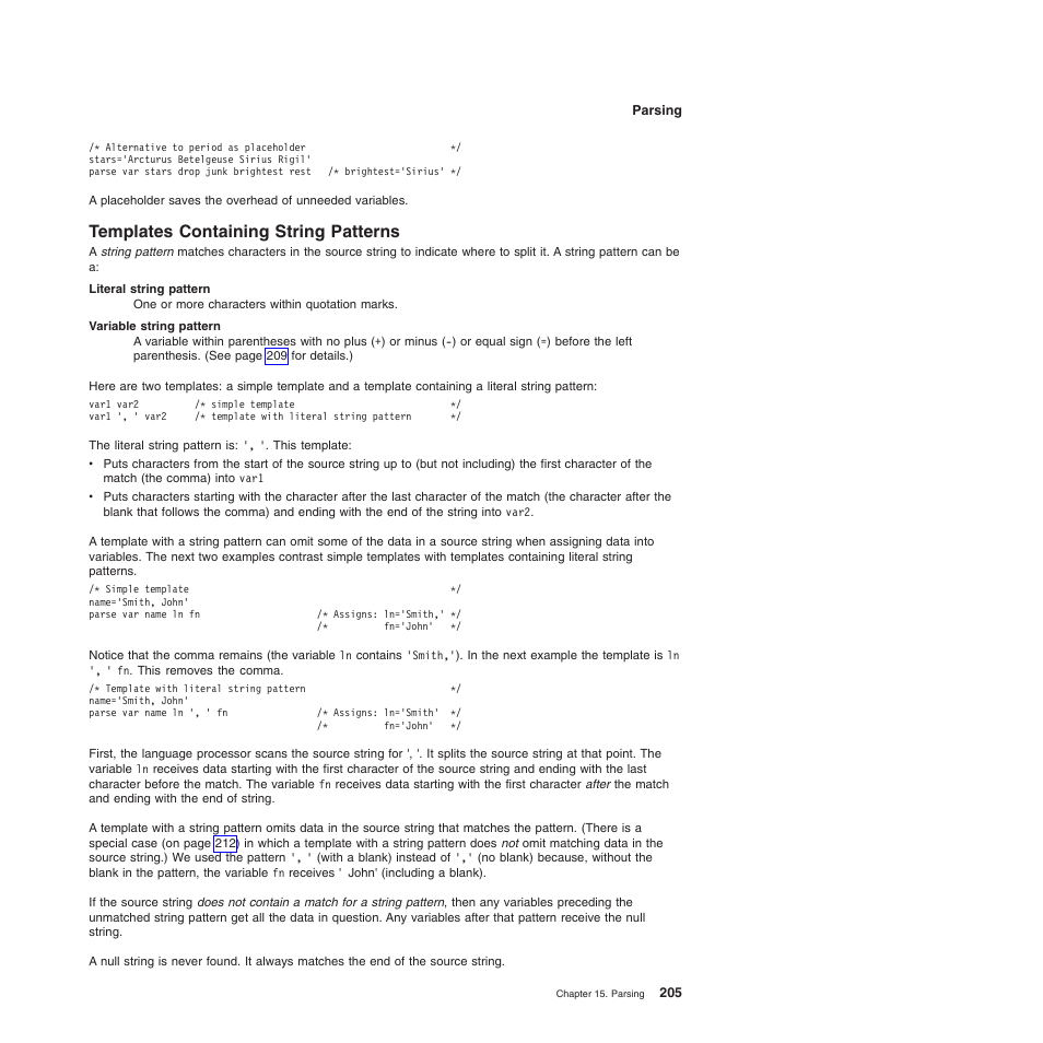 Templates containing string patterns | IBM SC34-5764-01 User Manual | Page 227 / 481