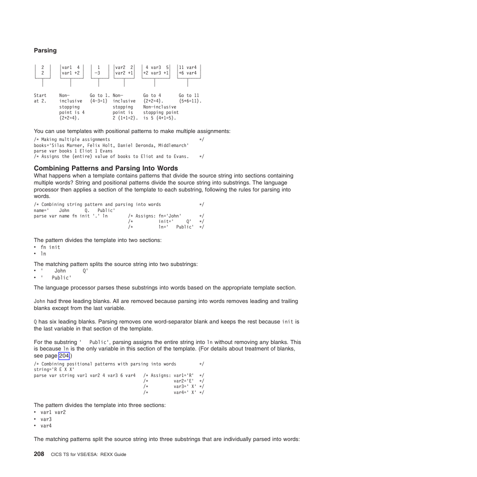 Combining patterns and parsing into words | IBM SC34-5764-01 User Manual | Page 230 / 481