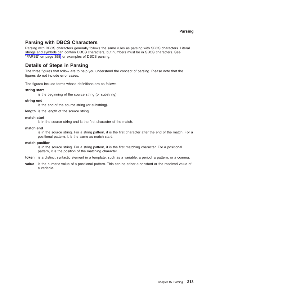 Parsing with dbcs characters, Details of steps in parsing | IBM SC34-5764-01 User Manual | Page 235 / 481