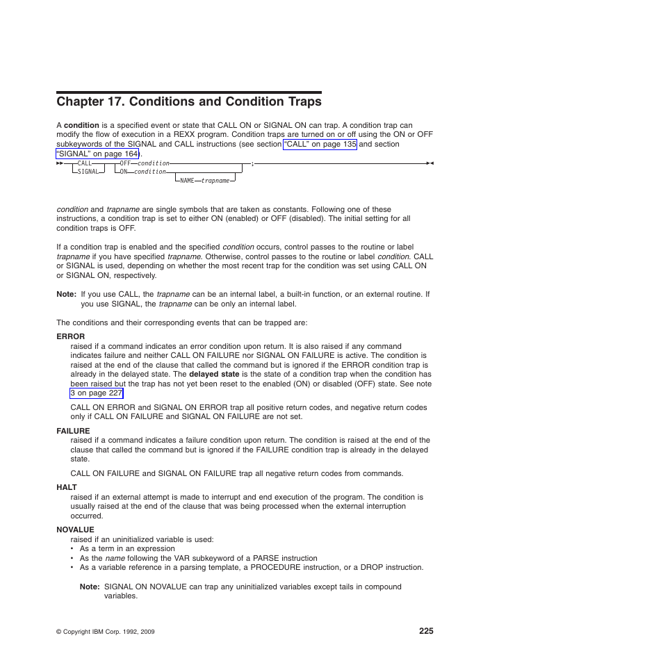 Chapter 17. conditions and condition traps, Chapter 17, “conditions and condition traps | IBM SC34-5764-01 User Manual | Page 247 / 481