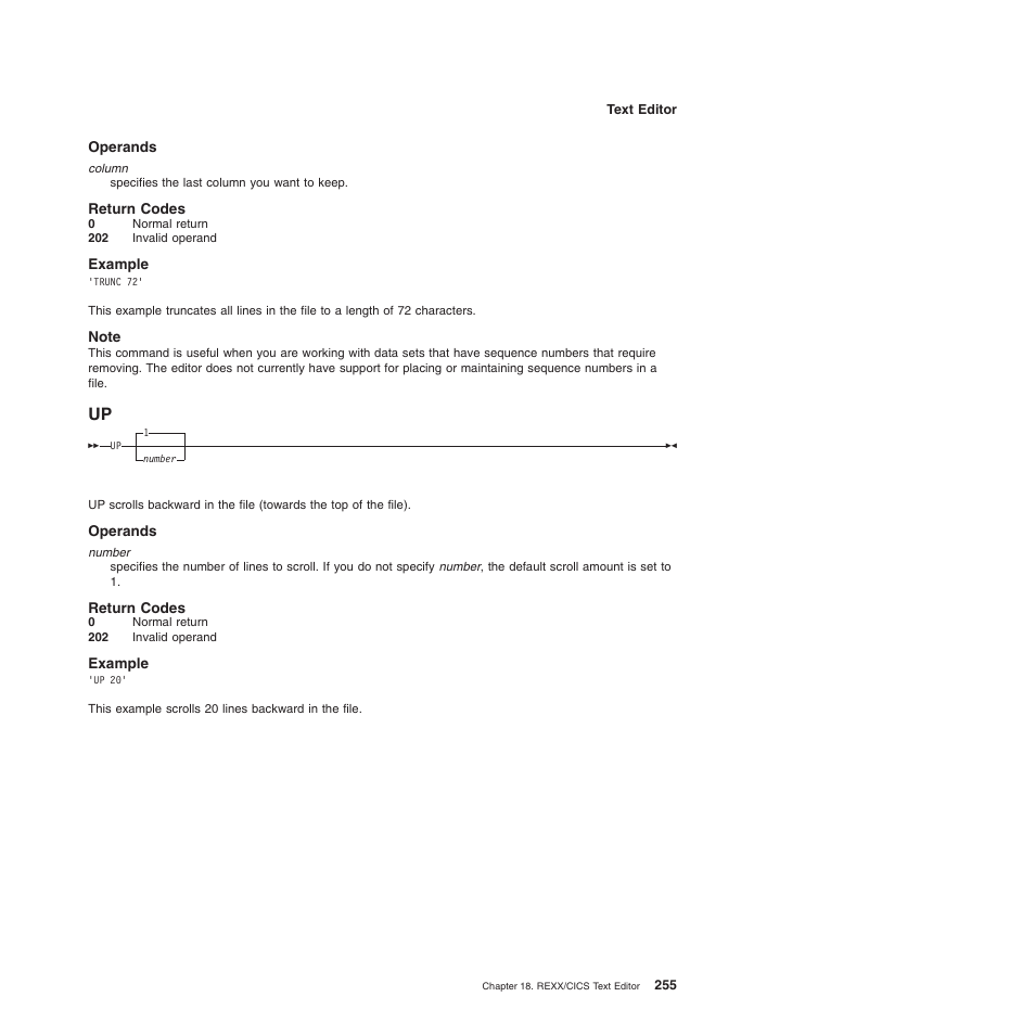 Operands, Return codes, Example | Note | IBM SC34-5764-01 User Manual | Page 277 / 481