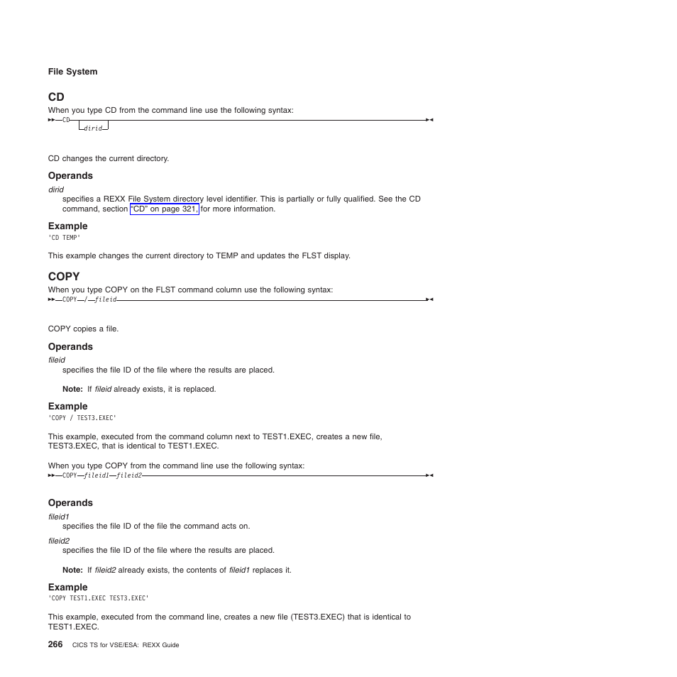 Operands, Example, Copy | Cd copy | IBM SC34-5764-01 User Manual | Page 288 / 481