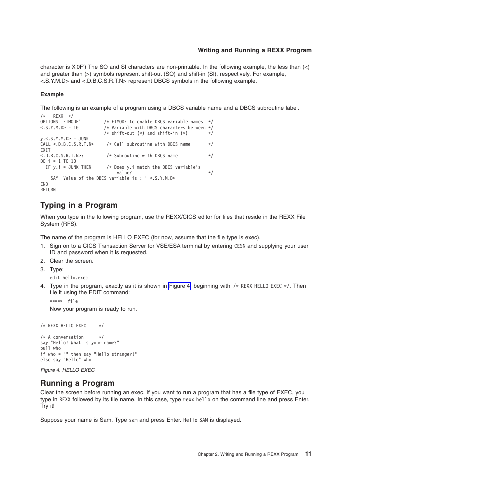 Typing in a program, Running a program | IBM SC34-5764-01 User Manual | Page 33 / 481