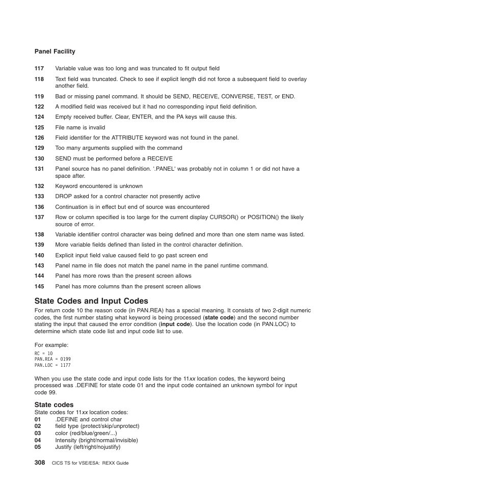 State codes and input codes, State codes | IBM SC34-5764-01 User Manual | Page 330 / 481